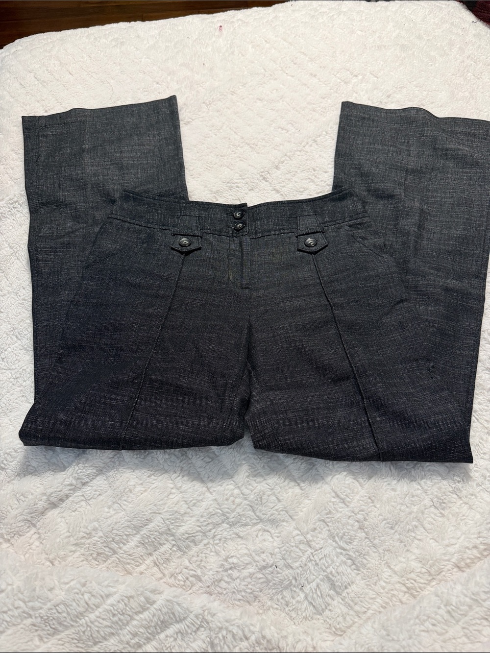 Iz Byer Dark Charcoal Tailored Dress Trousers